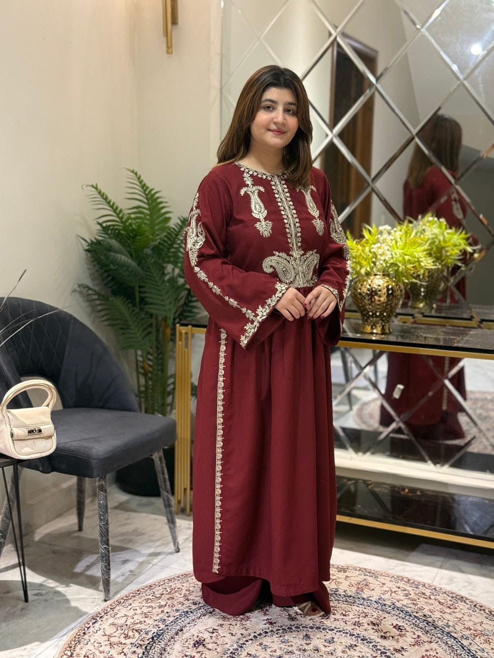 Alisha Maroon Embroidered 2pc