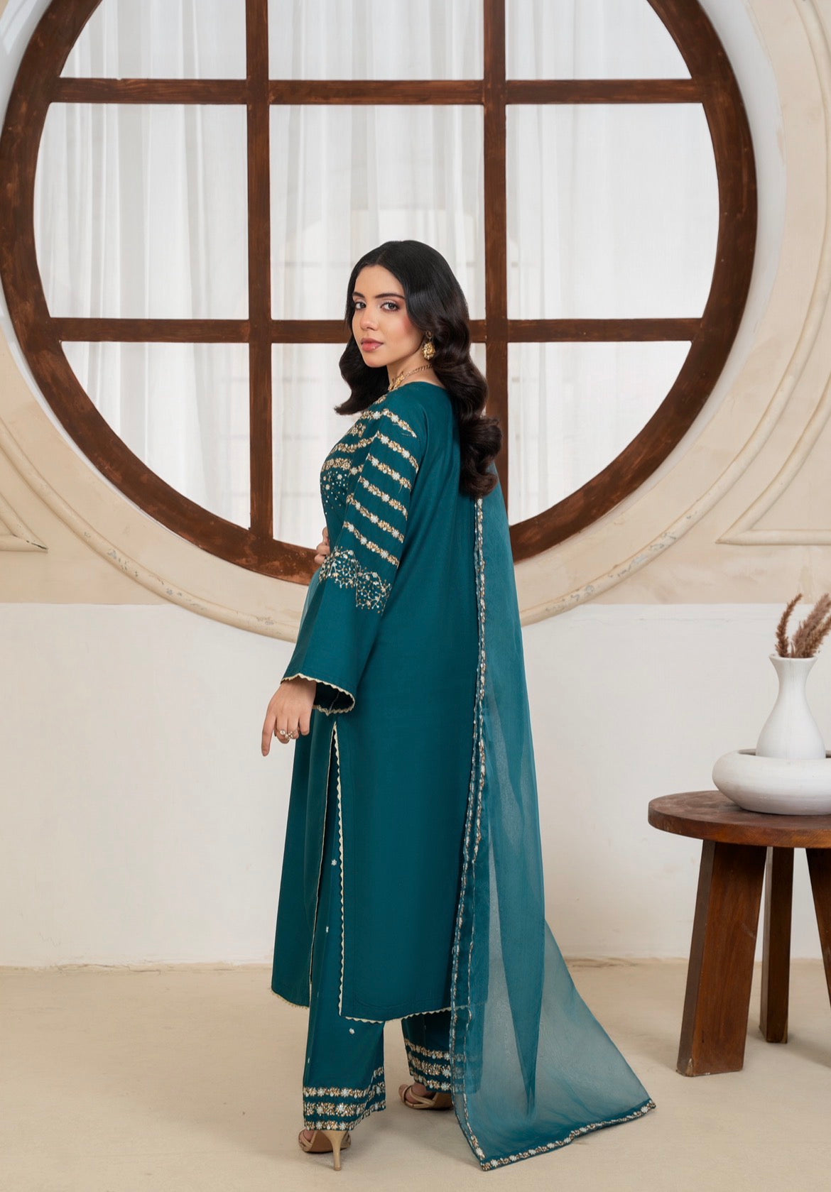 Luxe Teal Embroidered 3pc