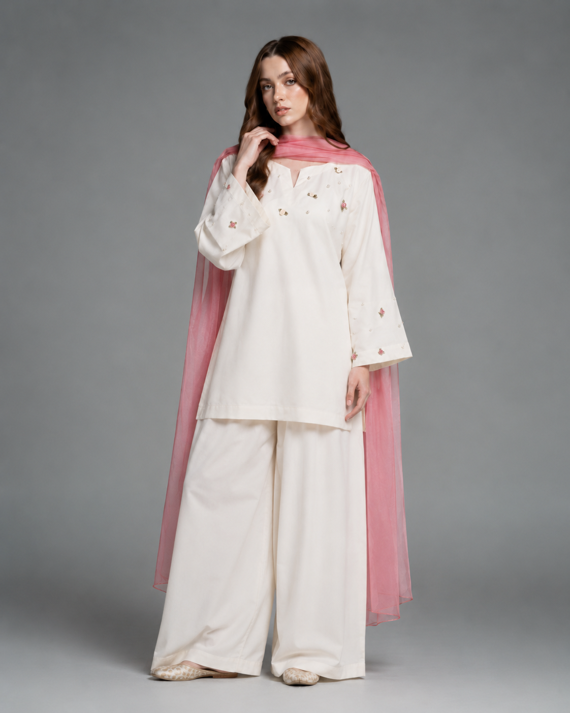 Pearl Rose Embroidered 3pc