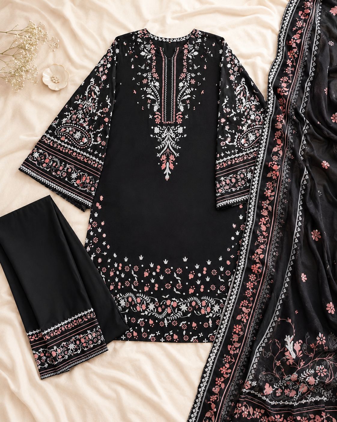 Zouque Lawn 3pc — Black
