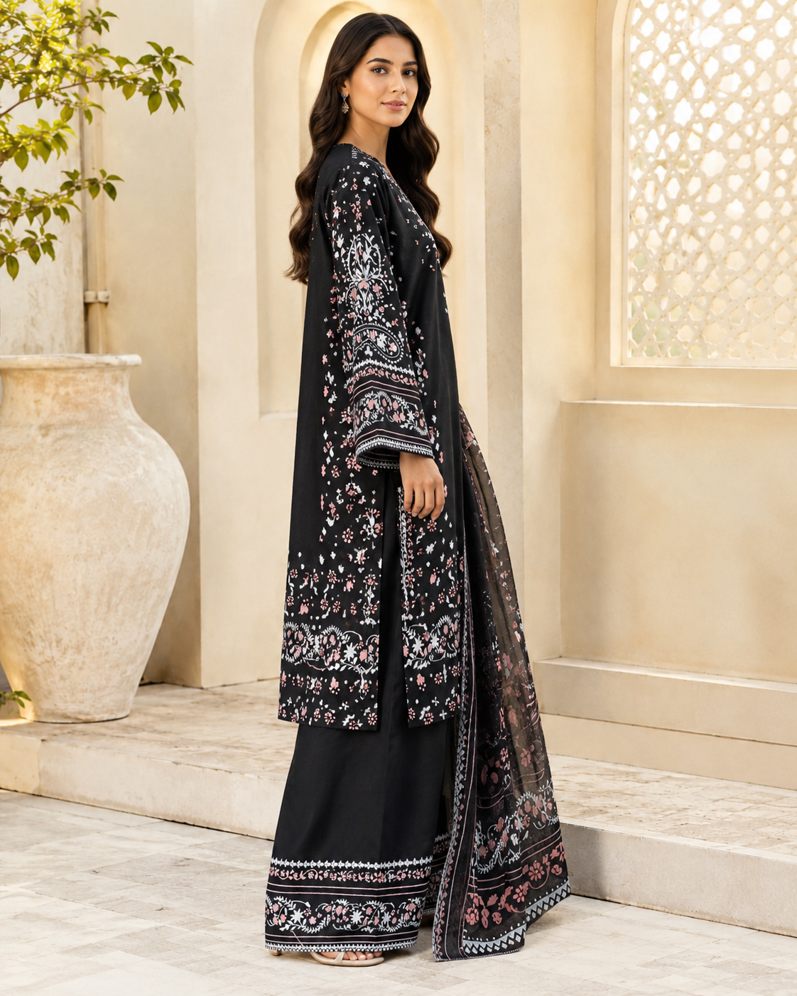 Zouque Lawn 3pc — Black