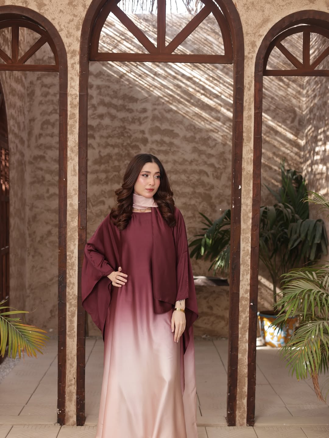 Blush Double-Tone Kaftan Set