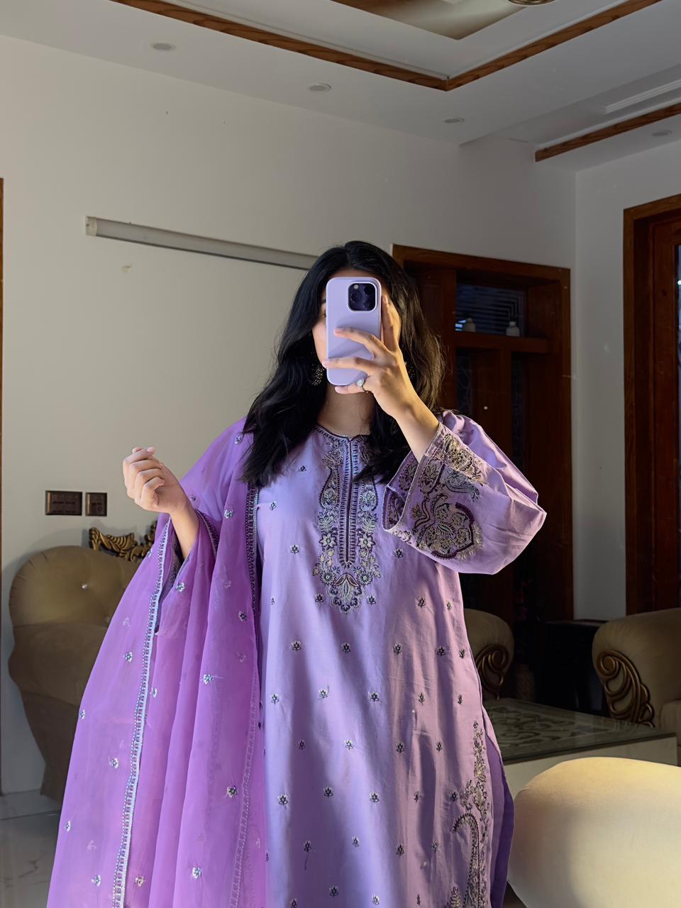 Lavender Embroidered 3pc