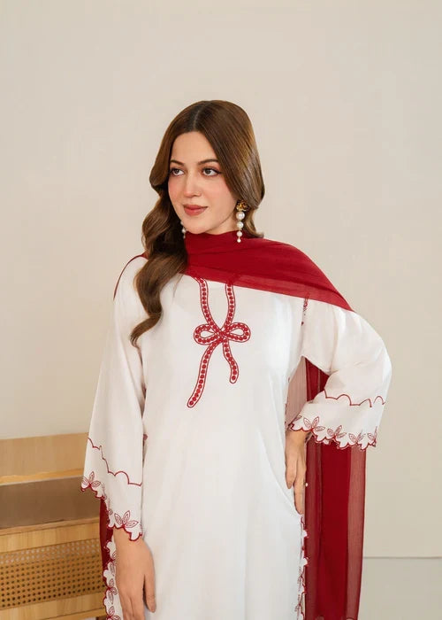 Bow Embroidered 3Pc