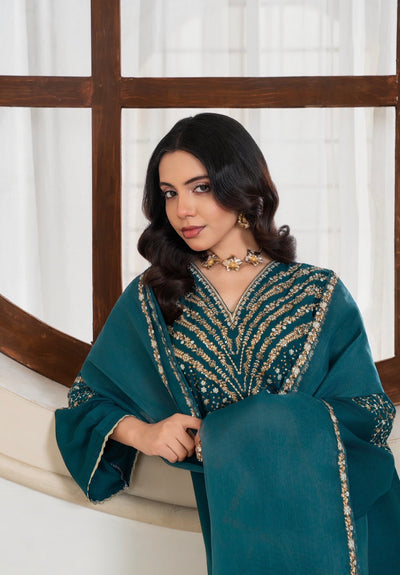 Luxe Teal Embroidered 3pc