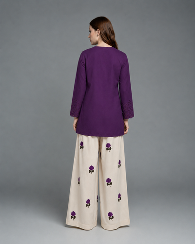 Purple Schiffli Co-ord Set