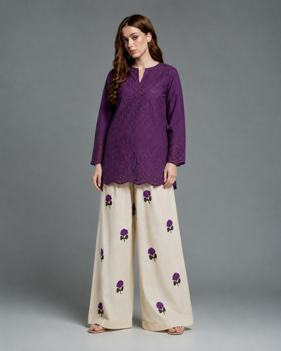 Purple Schiffli Co-ord Set