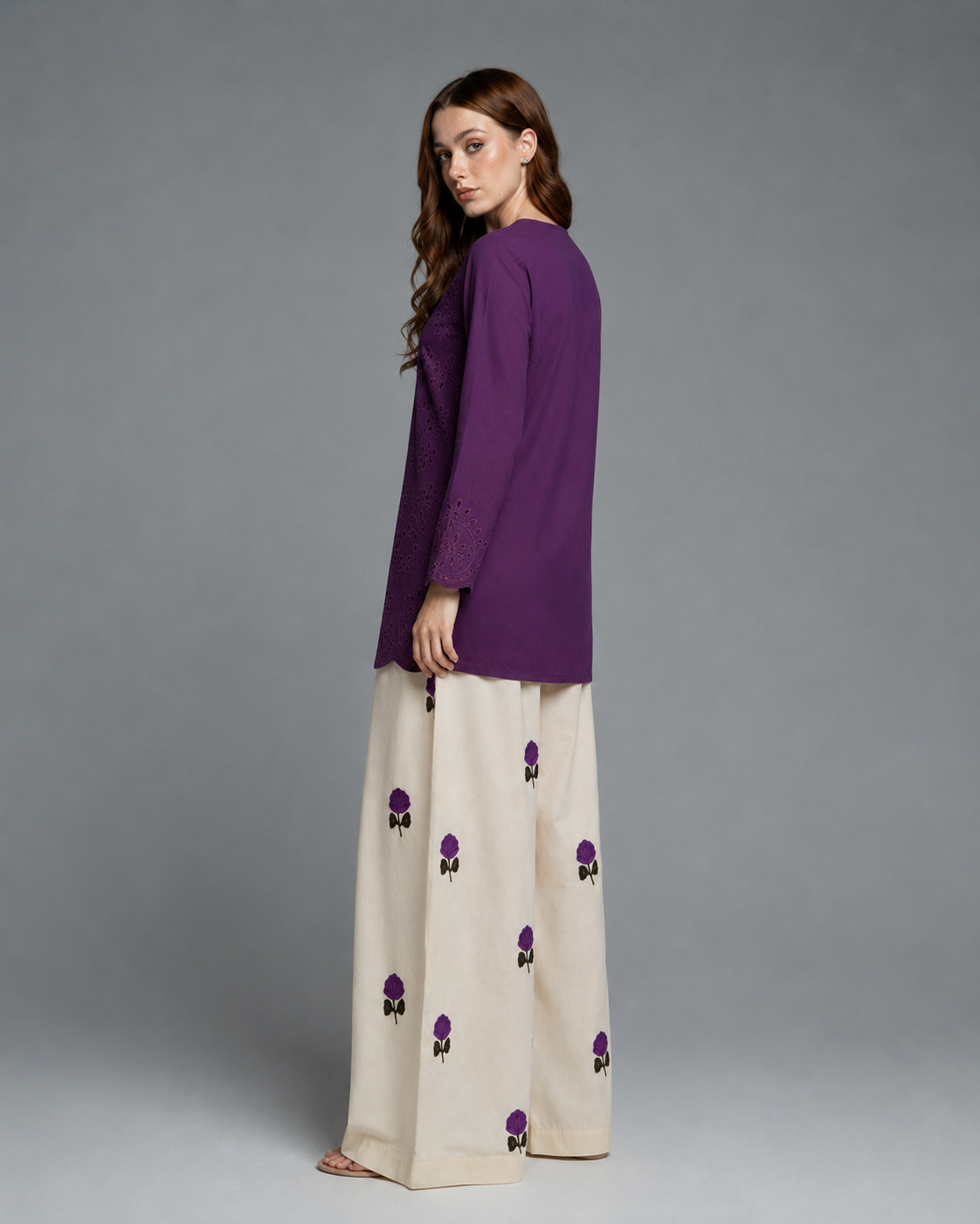 Purple Schiffli Co-ord Set