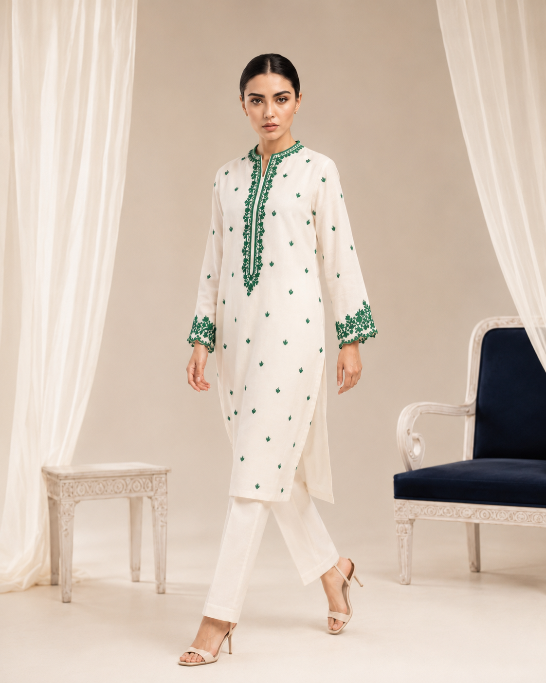 Green Vine Embroidered 2pc