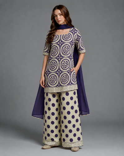 Pemberly Printed 3pc - Navy