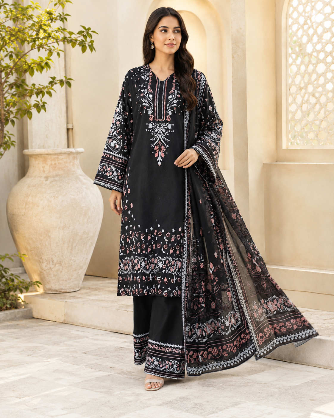 Zouque Lawn 3pc — Black