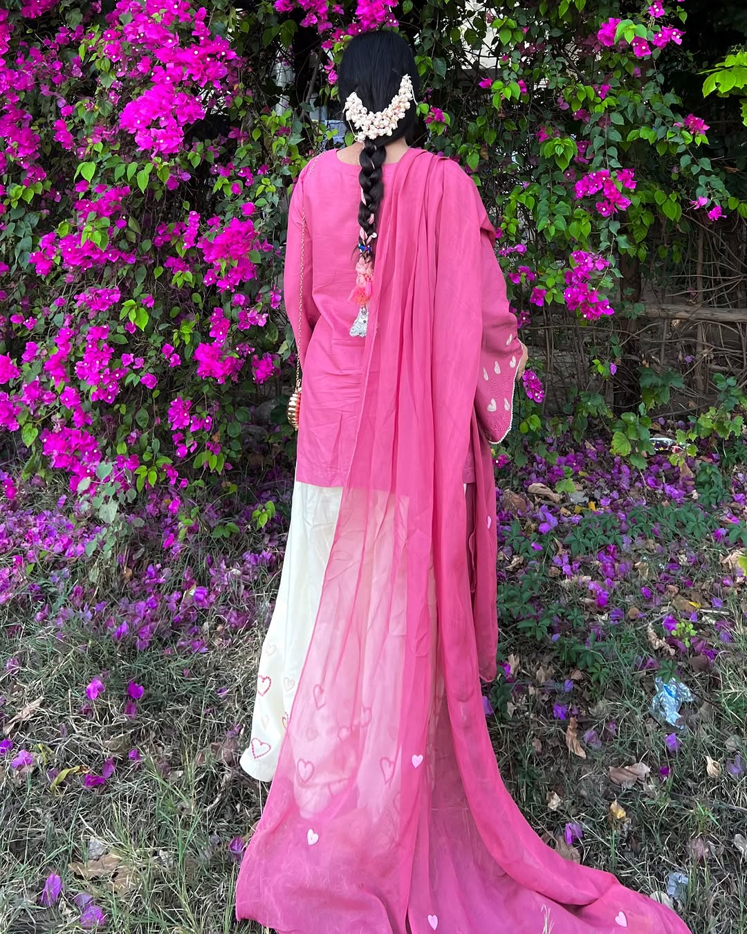 Pink Heart Embroidered 3pc