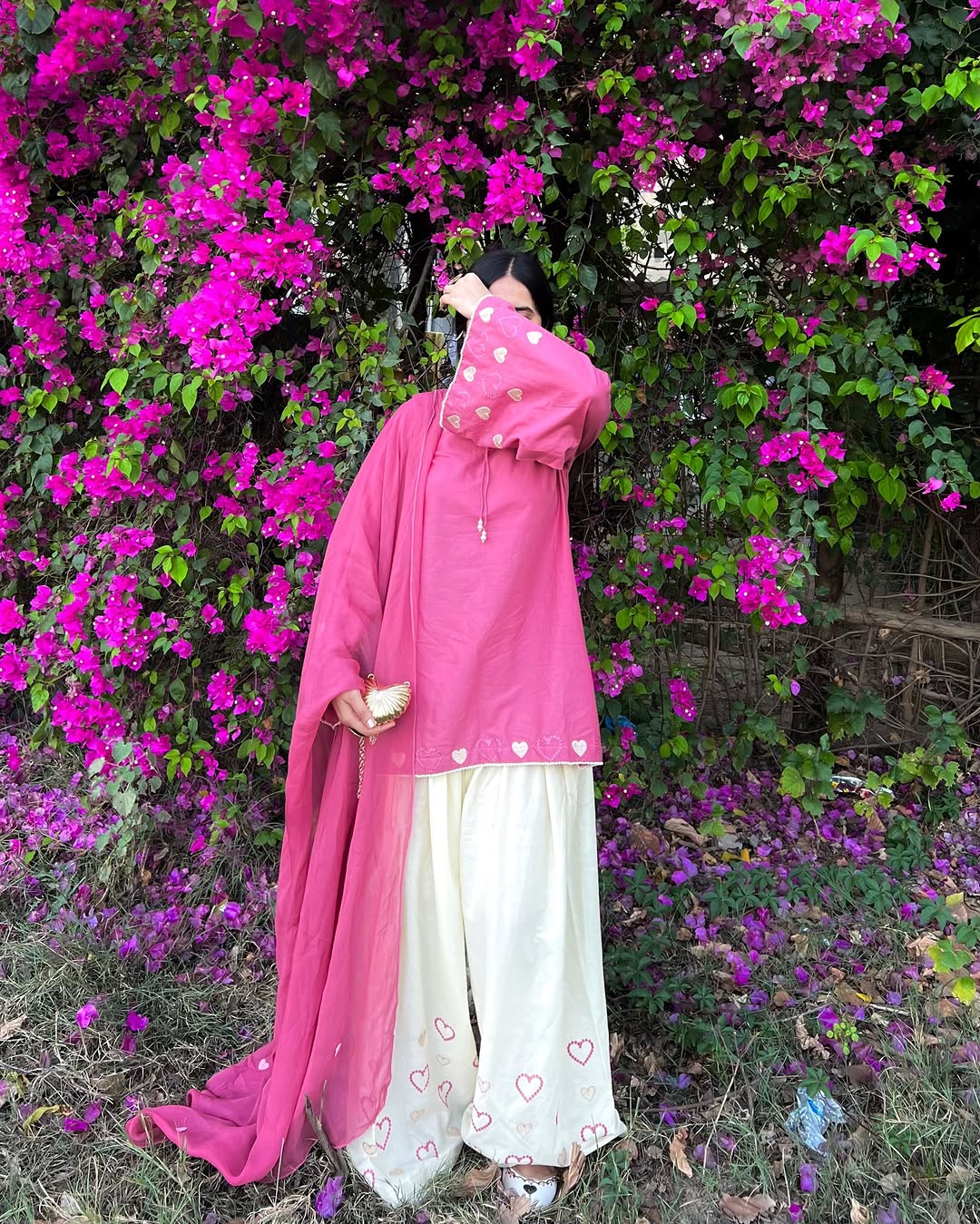 Pink Heart Embroidered 3pc