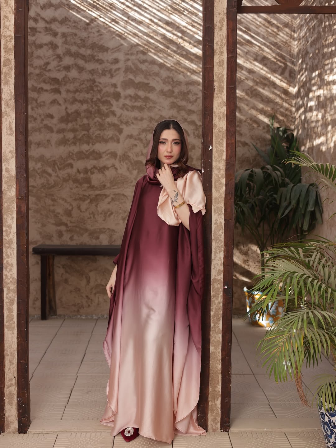 Blush Double-Tone Kaftan Set