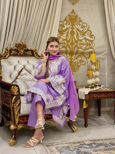 Afreen Purple Embroidered 3pc