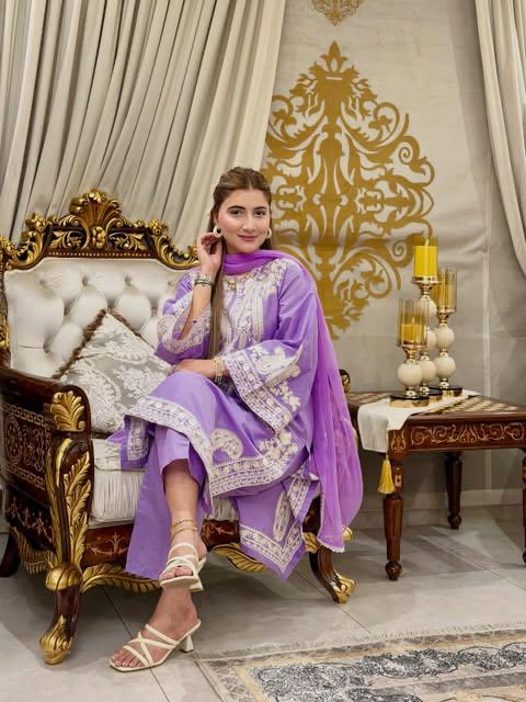 Afreen Purple Embroidered 3pc