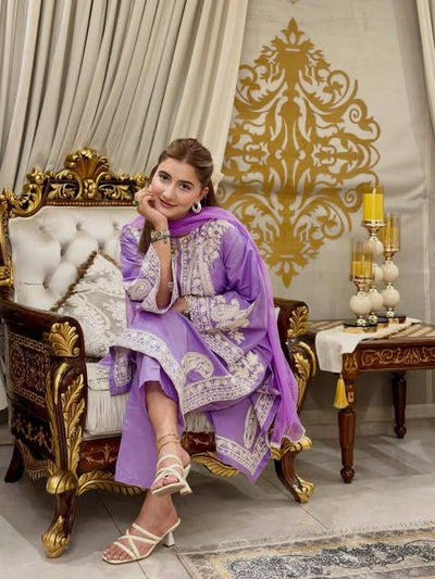 Afreen Purple Embroidered 3pc