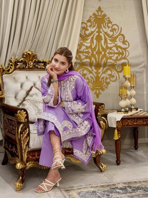 Afreen Purple Embroidered 3pc