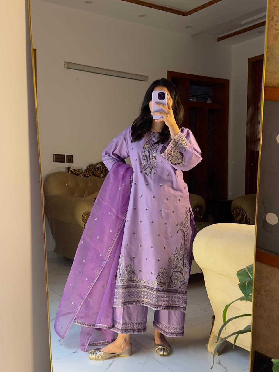 Lavender Embroidered 3pc