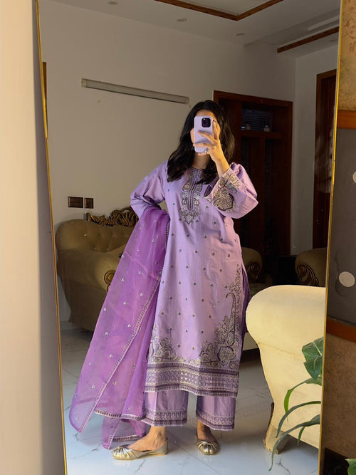 Lavender Embroidered 3pc