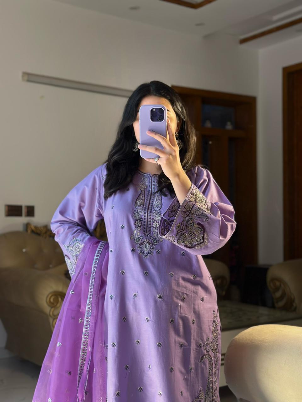 Lavender Embroidered 3pc