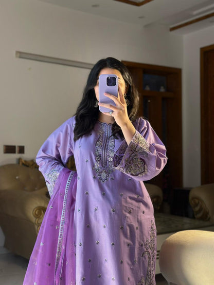 Lavender Embroidered 3pc