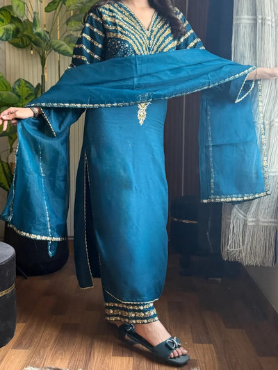 Luxe Teal Embroidered 3pc
