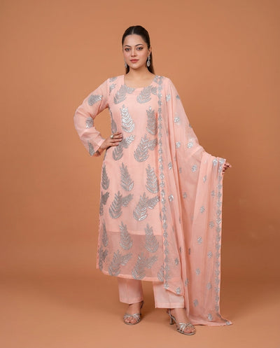 Zirwah Peach Embroidered 3pc