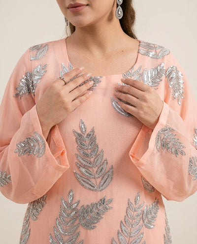 Zirwah Peach Embroidered 3pc